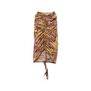 nude dragon mesh drawstring midi skirt